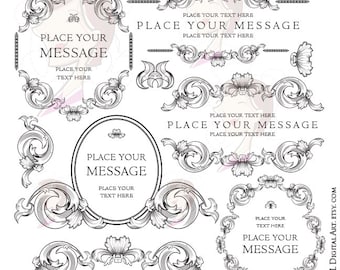 Baroque Rococo Frame Clipart - Fancy Scrollwork just the thing for making your Wedding or Business Logo - FREE Commercial Use 10263