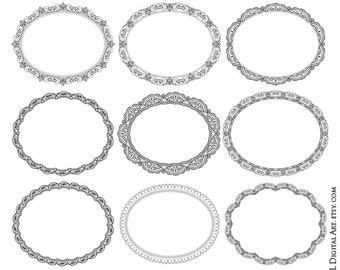 Doily Doilies Doyley Frame Border Oval Digital Photo Frames Lace Clipart DIY Wedding Doily Invitation Scrapbook Graphic COMMERCIAL USE 10419