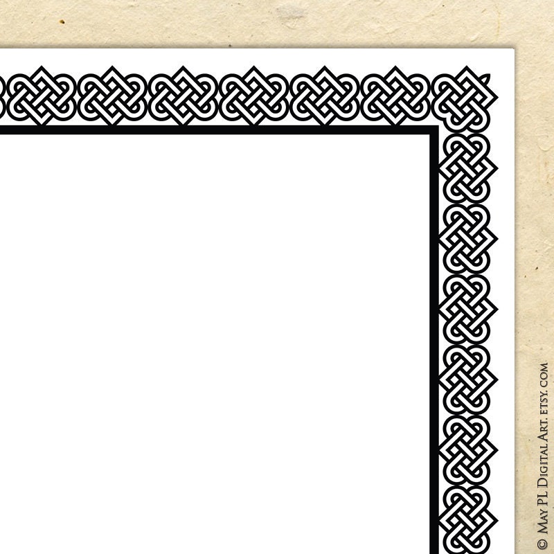 Document Border Frames Celtic Symbols Gaelic Line Art Digital Clipart ...