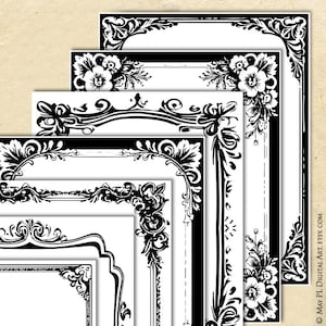 Klassische Dokumentkanten, Schwarze Charmante Seitenränder Clipart Rahmen 11071