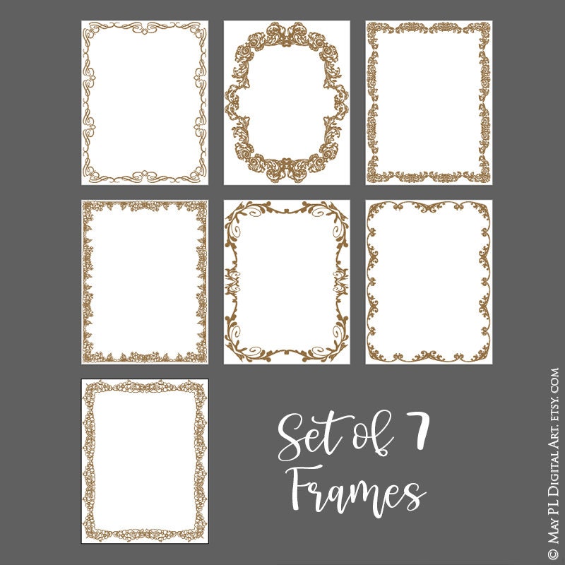 Broze Border Bronze Decorative Page Borders Digital Frames Flourish Clipart - Old ...
