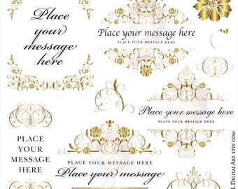 Gold Flourish Frames - Beautiful Flower Design Clip Art available as Vector, Jpeg and Png Format - Commercial Use 10718