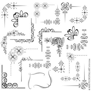 Kommerzielle Nutzung Schwarz Verzierten Clip Art - Hochwertige Swirl Bilder Dekorative Grafiken Digitaler Download 10896