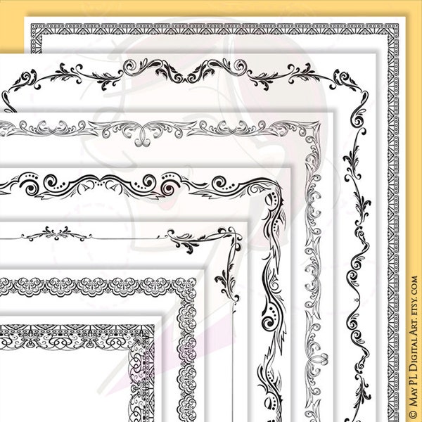 Decorative Page Borders Clipart 8 x 11 Nostalgia Antique Leaf Digital Floral Frames Vintage Awards Diploma Certificate Frame VECTOR 10214