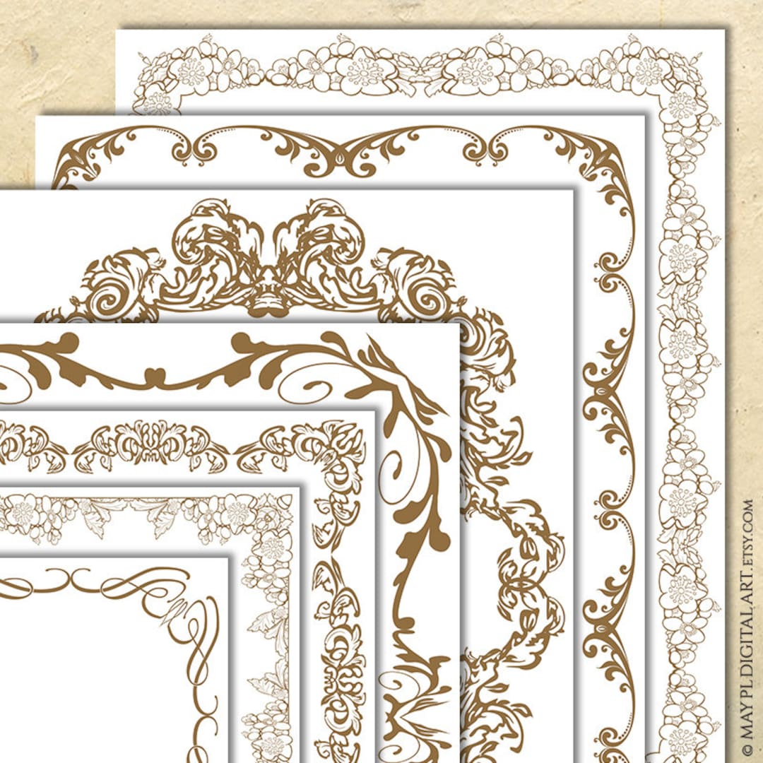 Bronze Frameborder Bronze Decorative Page Borders Digital Frames Flourish Clipart - Old ...