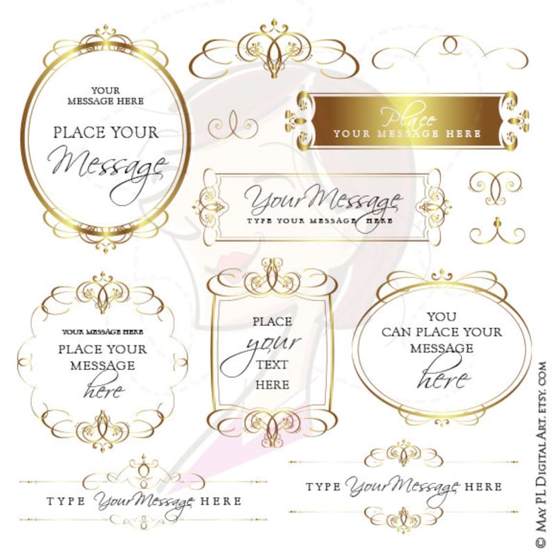 gold frame clipart commercial use graphics business branding etsy gold frame clipart commercial use graphics business branding calligraphy vector diy wedding invitation elegant scrapbook label tags 10202