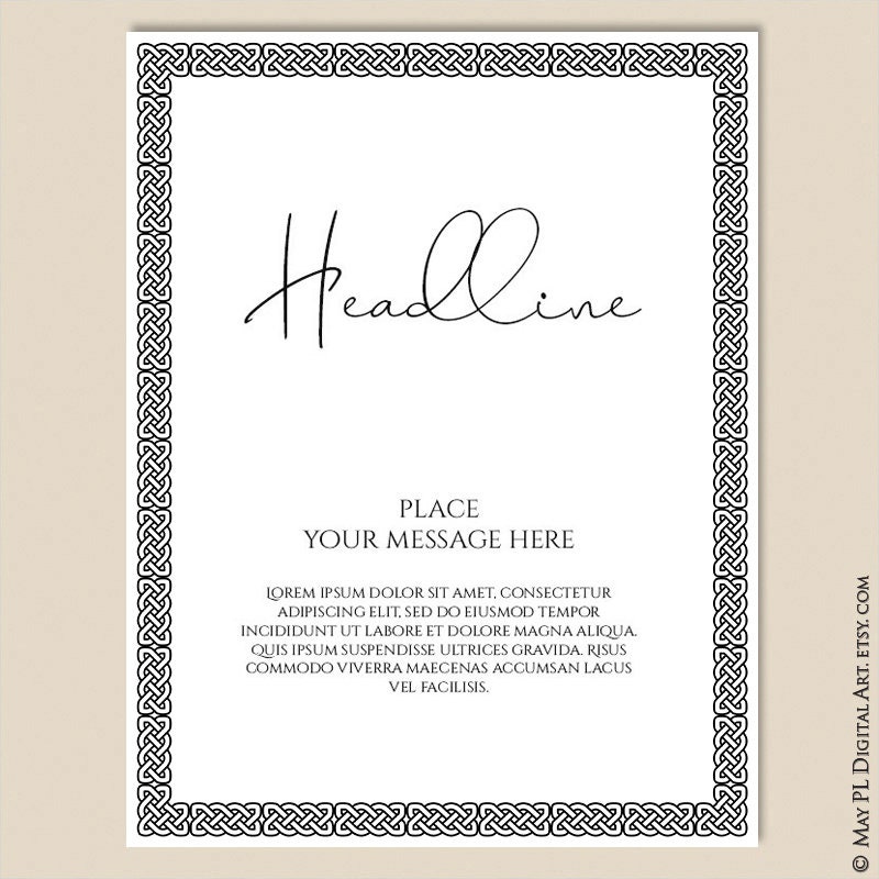 Document Border Frames Celtic Symbols Gaelic Line Art Digital Clipart ...