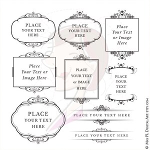 Digital Flourish Rahmen Clipart Vintage Clip Art Kalligraphie Design Elemente DIY Hochzeitseinladung Label Tag Scrapbooking Vektor 10267