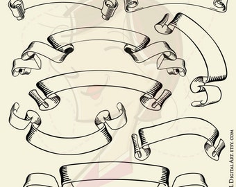 Banner Ribbon Svg Retro Scroll Clipart - Victorian Digital Banners Vector Graphics - FREE Commercial Use 10185