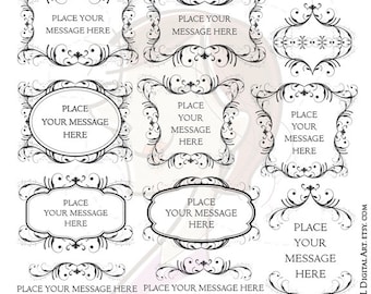 Retro Floral Border Frames Formal Flourish Page Decoration Antique Vintage Classic Decorative Ornamental Bauble Illustration Clip Art 10011