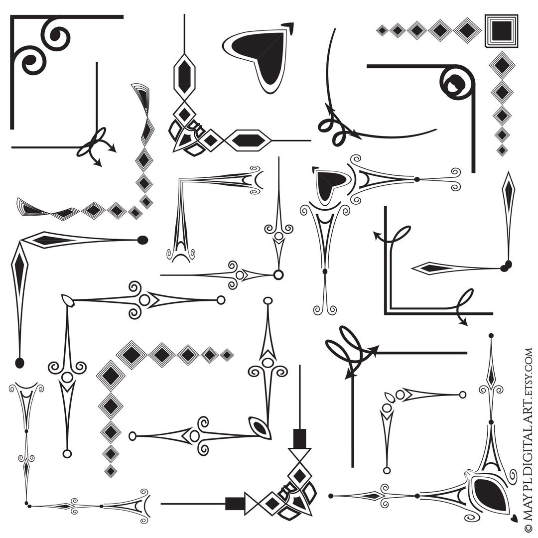 Decorative Border Corners Assets Clipart - Retro Ornate Collection ...