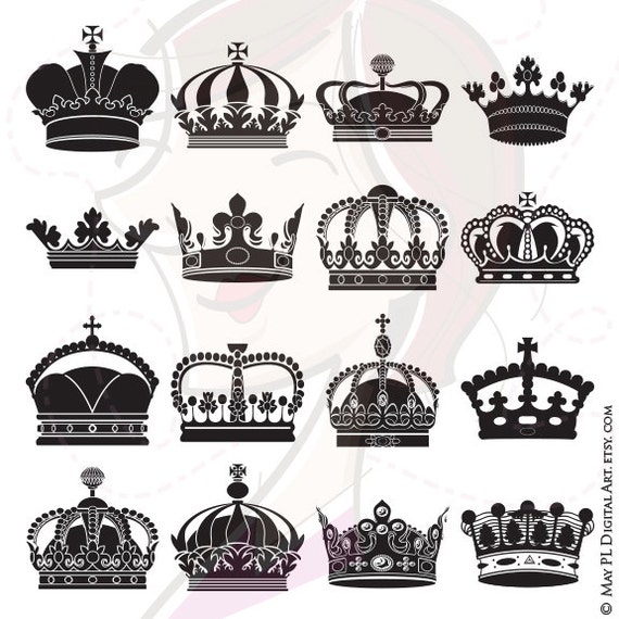 Crown Clipart Silhouette Designs VECTOR Files Digital Royal Crowns ...