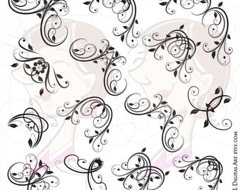 Corner Clipart Flourish Border - Decorative Digital Frame Corners for design of Cards, Wedding Items, and more by May PL Digital Art 10257