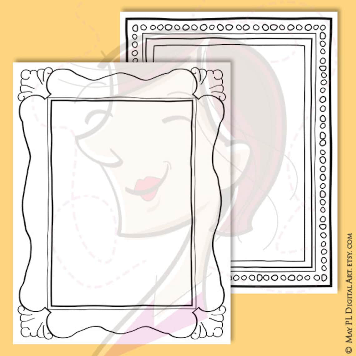 Hand Drawn Borders Png 8x11 Page Border Clipart perfect for | Etsy