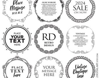 Circle Frames Black Clipart - Geometric Floral Ornate Graphics 11102