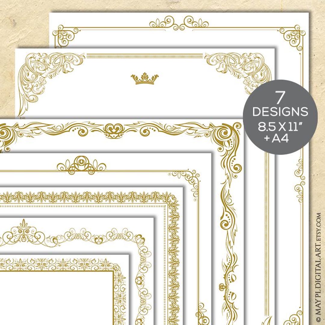 Certificate Borders Clipart - French Design 8x11 Gold Frames Perfect for  Wedding, Awards and Diplomas - FREE Commercial Use 10083 - Etsy Norway, image size:1080x1080