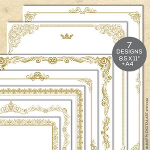 Zertifikat Borders Clipart - French Design 8x11 Gold Frames perfekt für Hochzeiten, Auszeichnungen und Diplome - FREE Kommerzielle Nutzung 10083