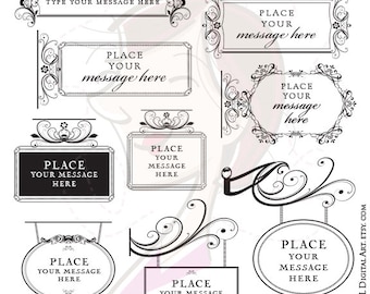Victorian Frame Signs - Floral Flourish Borders Business VECTOR Clip Art, great to design your Shop Signage - FREE Commercial Use 10187