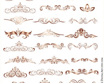 vintage Rose Gold Clip Art - Les éléments décoratifs s’épanouissent parfaitement pour la douche nuptiale, le mariage, les enseignes commerciales - Utilisation commerciale GRATUITE 10290