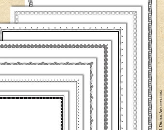 Simple Borders Black Frames Graphics Digital Clip Art Unique Designs - Add Your Own Text - DIY Certificate, Diploma, Award 10806