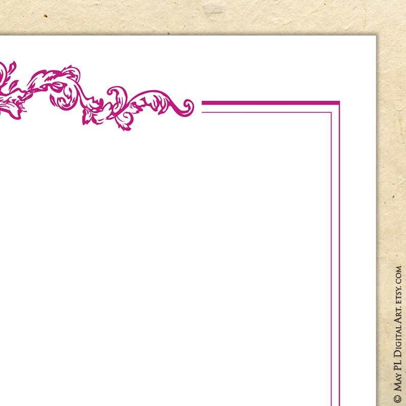 Graduation Pink Pattern Border Pink Page Border Frames Clipart 8x11 and A4 - Fuschia Pink Certificate ...
