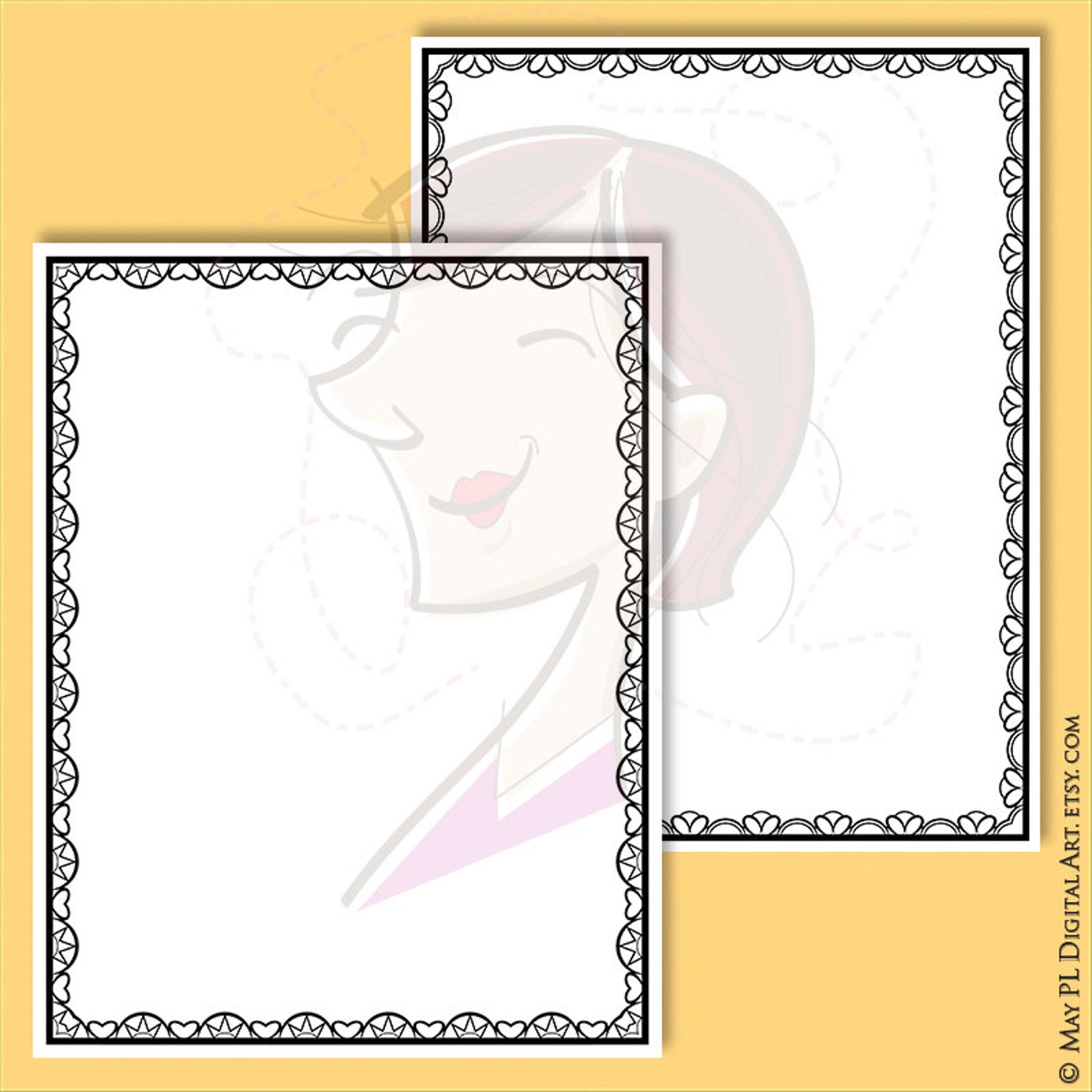 Lace Border Frames 8x11 Clipart Great for Decorating | Etsy