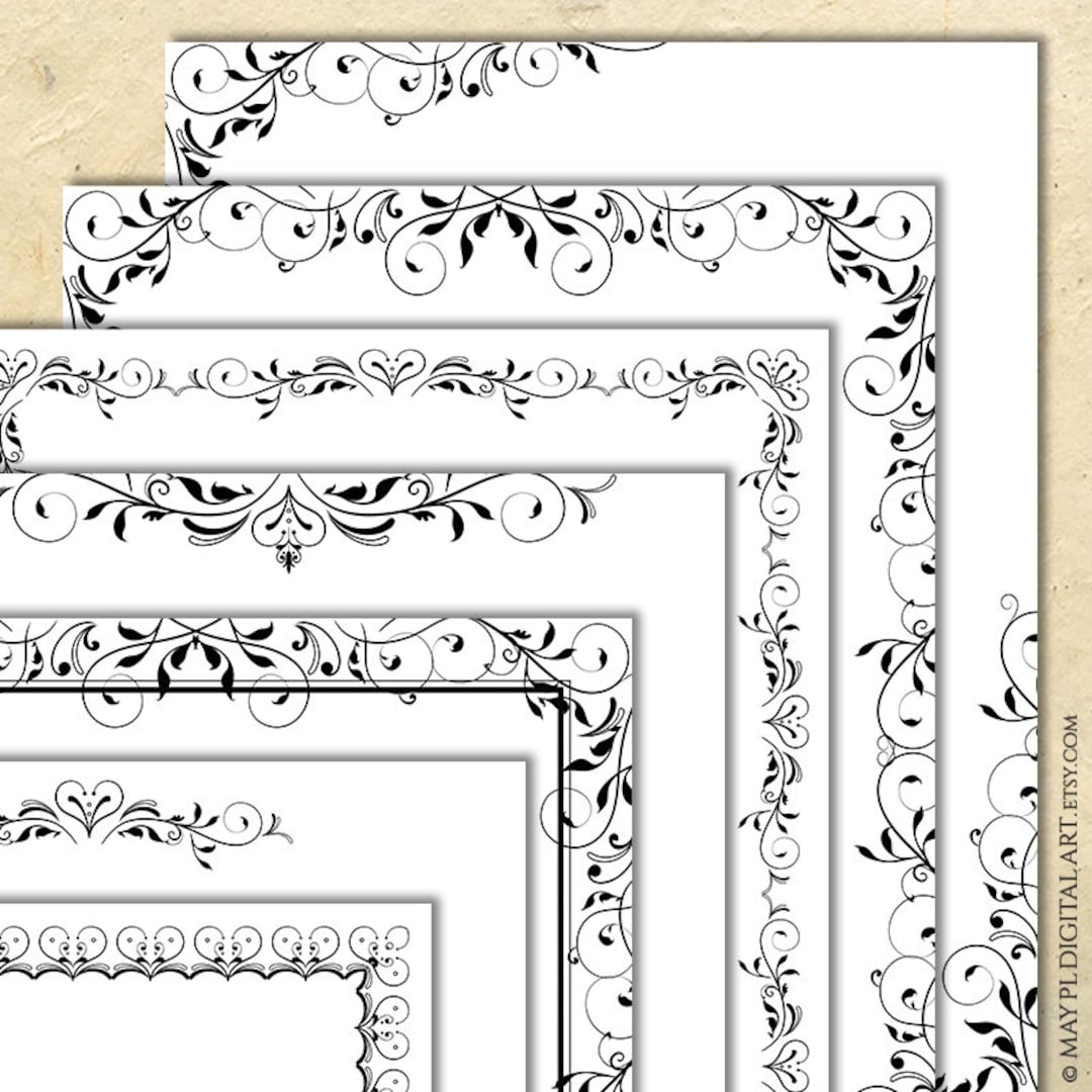 Flourish Swirls Border Frames, Page Document Decoration - Foliage Vine ...