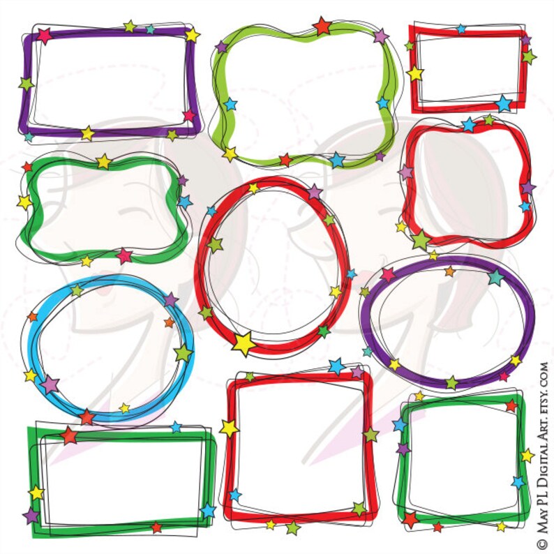 Doodle Frames Clip Art Handdrawn Christmas Borders Svg Great Etsy