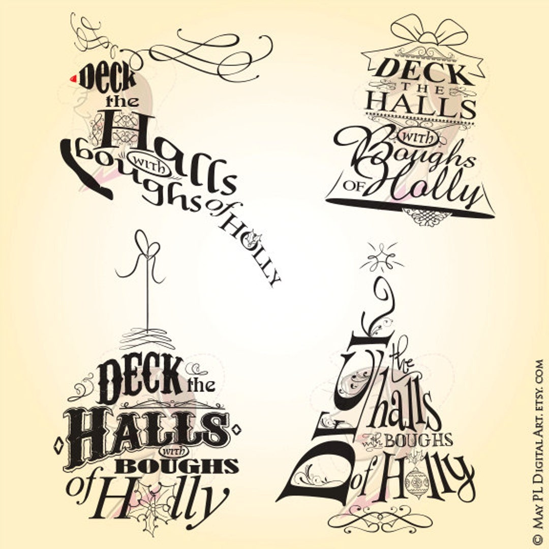 Deck the Halls Retro Graphics Christmas Titles Xmas Tree - Etsy