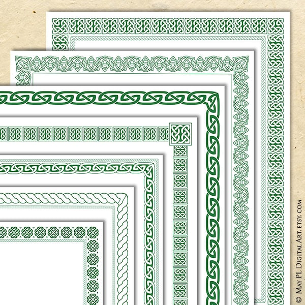 Green Celtic Digital Borders - DIY Certificate, Award - Celtic Patterns Digital Frame Instant Download Vector, Jpeg, Png Files Etsy 10839