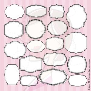 Digital Label Frames Clipart - versatile Simple Shapes you can use to DIY Labels and Tags, Crafts, Scrapbook - Free Commercial Use 10259