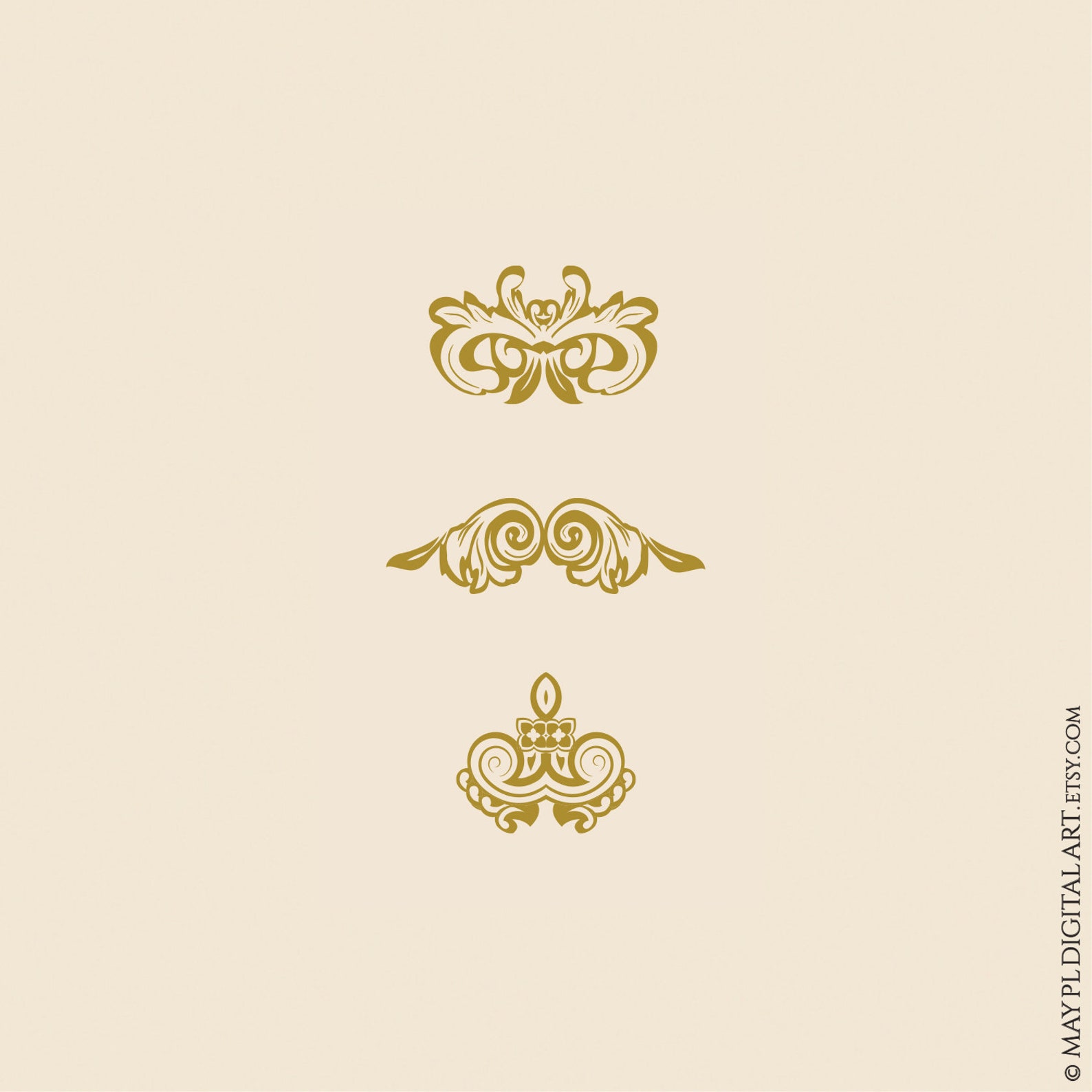 Gold Design Elements, Transparent Vintage Decorative Ornaments Clipart ...