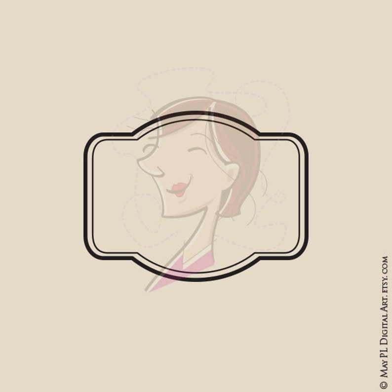May include: A cartoon illustration of a woman with brown hair and a pink shirt inside a black frame.