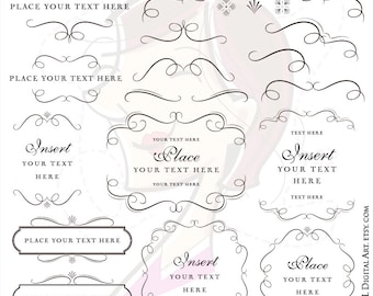 Hand Drawn Swirls Elegant Scroll Frames DIY Logo Retro Line Ornaments Page Decoration Commercial Use Vector Clipart Design Elements 10696