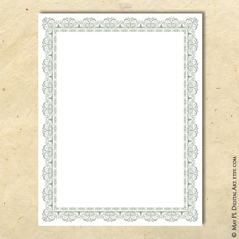 Certificate Frame Vintage Page Border Sage Green Style Clipart Etsy