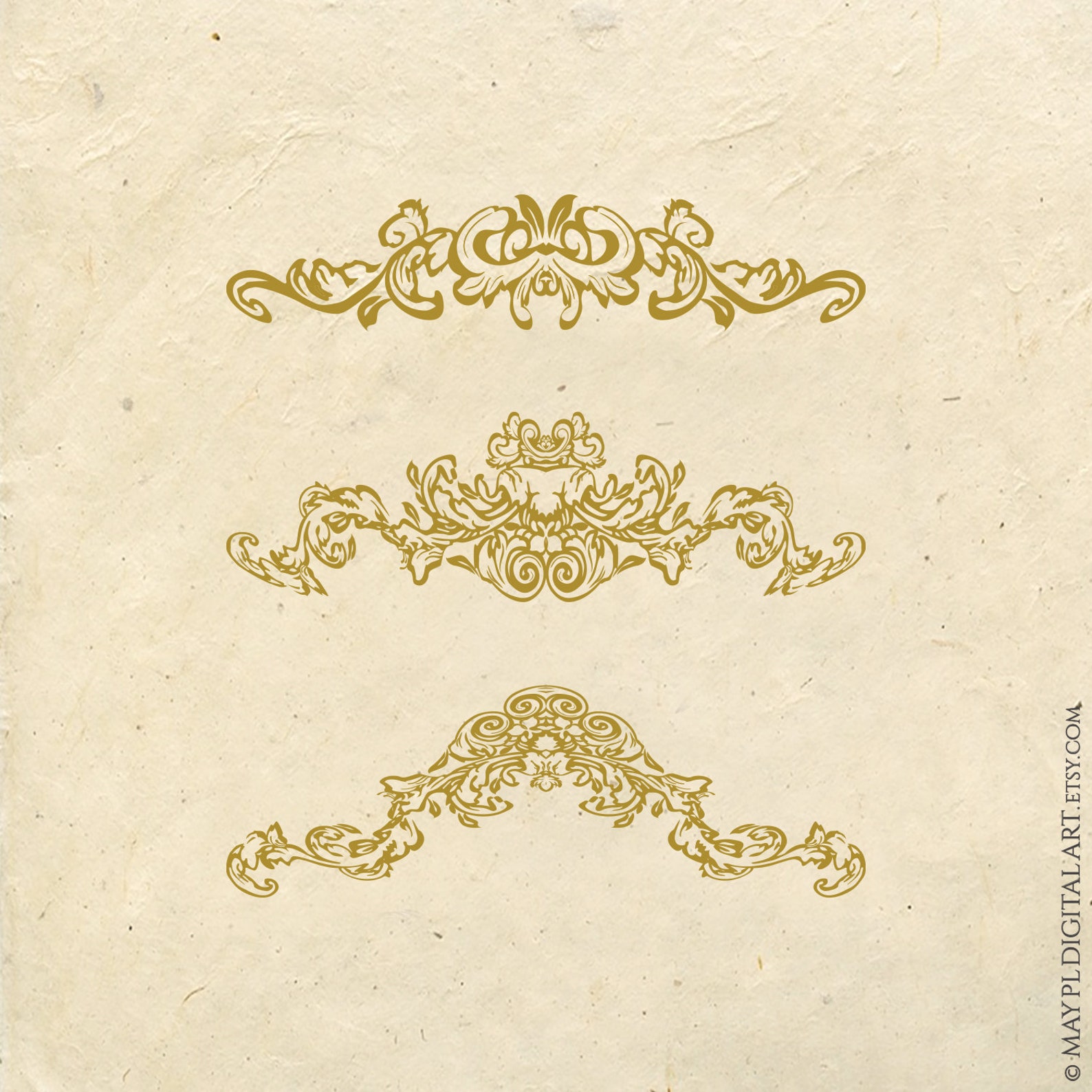Gold Design Elements, Transparent Vintage Decorative Ornaments Clipart ...