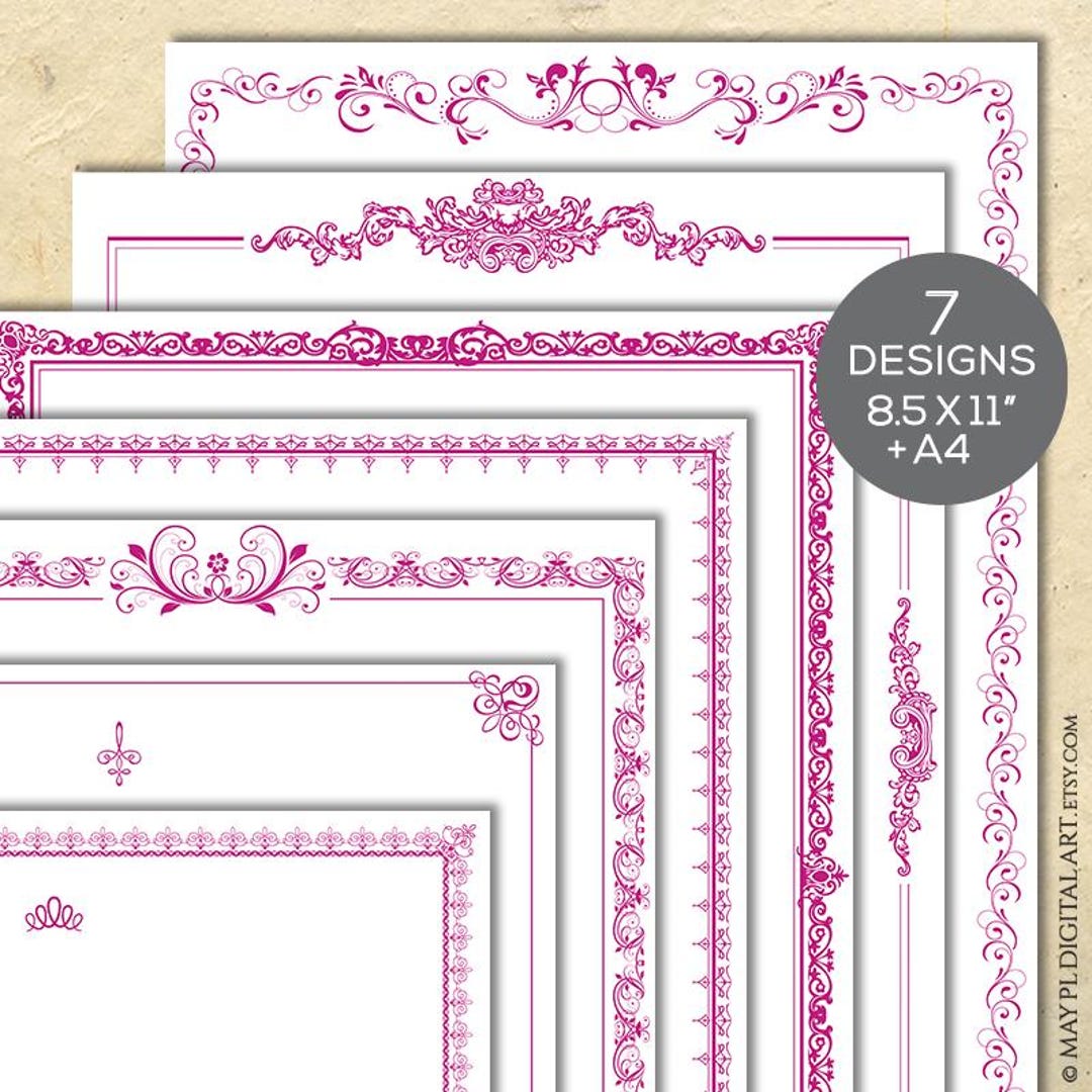 Marcos con borde de página en color rosa, imágenes prediseñadas, 8 x 11 y  A4: certificado, diploma, gráficos comerciales en color rosa fucsia 10213 -  ..., image size:1080x1080
