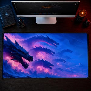 Alfombrilla de escritorio Dragón Épico, Alfombrilla de ratón Dragón Celestial, Alfombrilla de ratón para juegos de fantasía cósmica, Alfombrilla de escritorio Dragón Celestial extendida