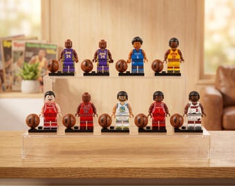 NBA Legends Minifigure Set, Kobe Bryant, Michael Jordan, Basketball Collectible (Lego-Compatible)