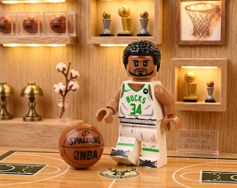 Giannis Antetokounmpo Minifigure, Milwaukee Bucks #34 NBA Collectible, Greek Freak MVP Desk Display