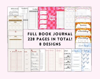 Buch Journal Bundle Druckbar | Lesetagebuch | 8 Ästhetische Designs | BookTok Leseplan | GoodNotes Digitales Journal