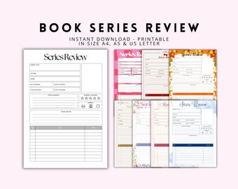 Book Series Review Printable Pages | Reading Journal Tracker (Digital Download)