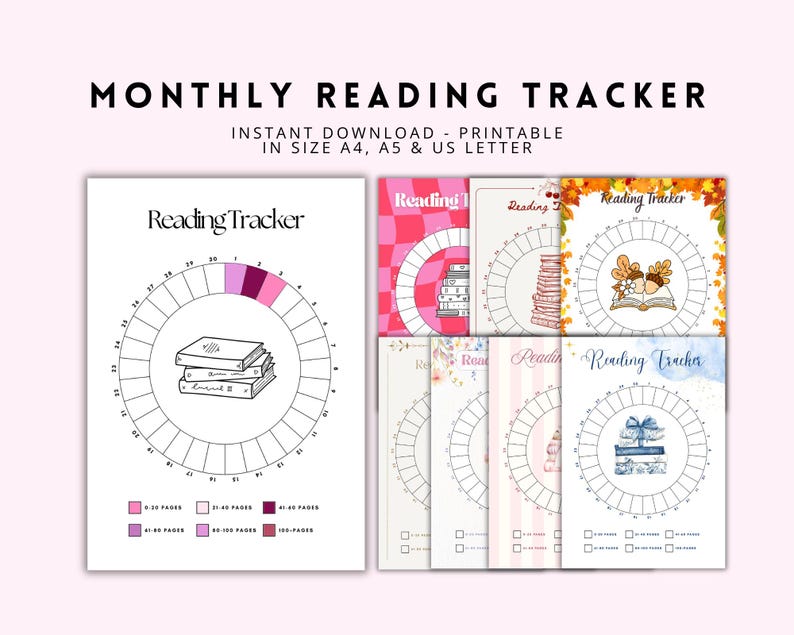 Monthly Reading Tracker Printable Bundle | Reading Log Journal | Book ...