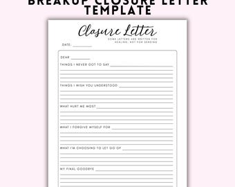 Closure Letter Printable | Brief den du nie verschicken Arbeitsblatt | Trauma-Recovery | Heilung nach Herzschmerz | Digitaler Download PDF