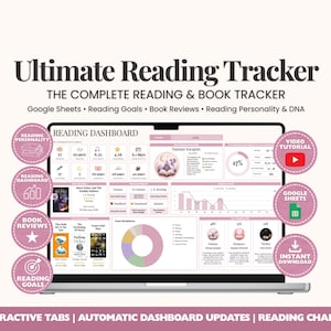 Google Sheets Reading Tracker | Book Tracking Spreadsheet | Reading Dashboard | Book Log Template | Digital Reading Planner