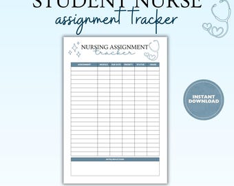 Pflege Zuleitung Tracker Printable | Studenten Krankenschwester Kursarbeit Planer | Pflegeheim Aufgabenheft | Uni Studienplaner