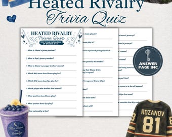 Erhitzte Rivalität Quiz | 27 Frage Superfan Challenge | Hockey Romanze Buch Aktivität Printable | BookTok Fan Geschenk PDF