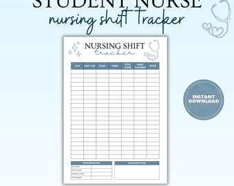Pflegeschicht Tracker Printable | Krankenpflegeschülerin Schichtbuch | Klinische Platzierung Stunden Tracker | Pflegeplaner | GoodNotes PDF