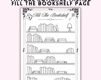 Romanze Bücherregal Lesen Tracker Printable | Vintage Romantik Lesetagebuch | Fülle das Bücherregal Challenge | Malbuch Tracker