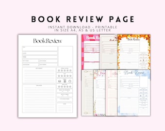 Book Review Printable Bundle | Reading Journal Pages | Booktok Tracker | GoodNotes Reading Planner | Digital Download
